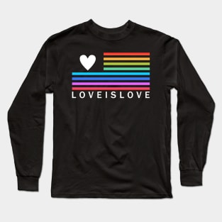 USA LGBT Pride-  American Flag Style Love is Love Design Long Sleeve T-Shirt